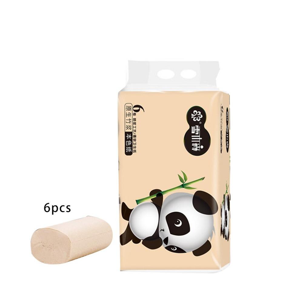 Natuurlijke Bamboe Pulp Papierrol 6 Stks/zak Huishouden Natuurlijke Bamboe Pulp Papierrol Kan Nat Water Zonder Papier Kladjes