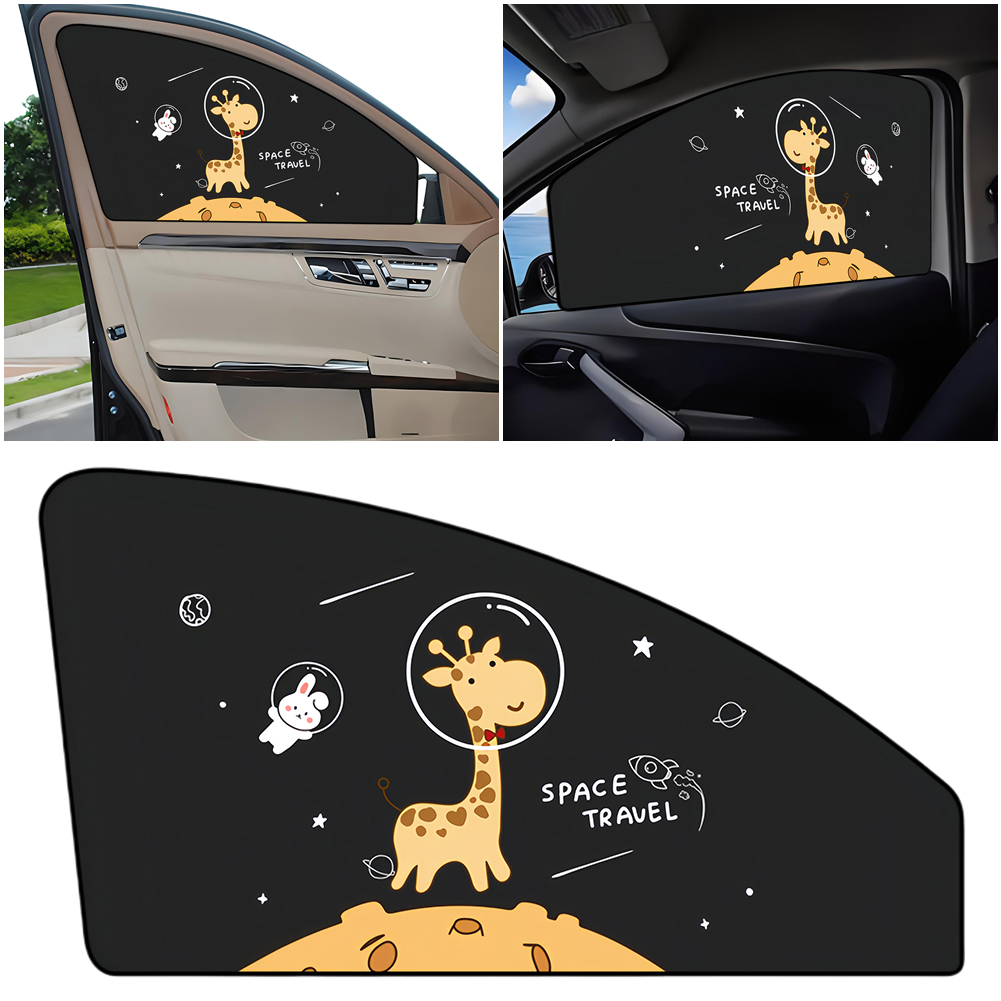 Universele Auto Zonnescherm Cover Zijraam Zonnescherm Gordijn Cartoon Schattige Giraffe Magneet Parasol Auto Raam Gordijn Voor Kinderen Baby