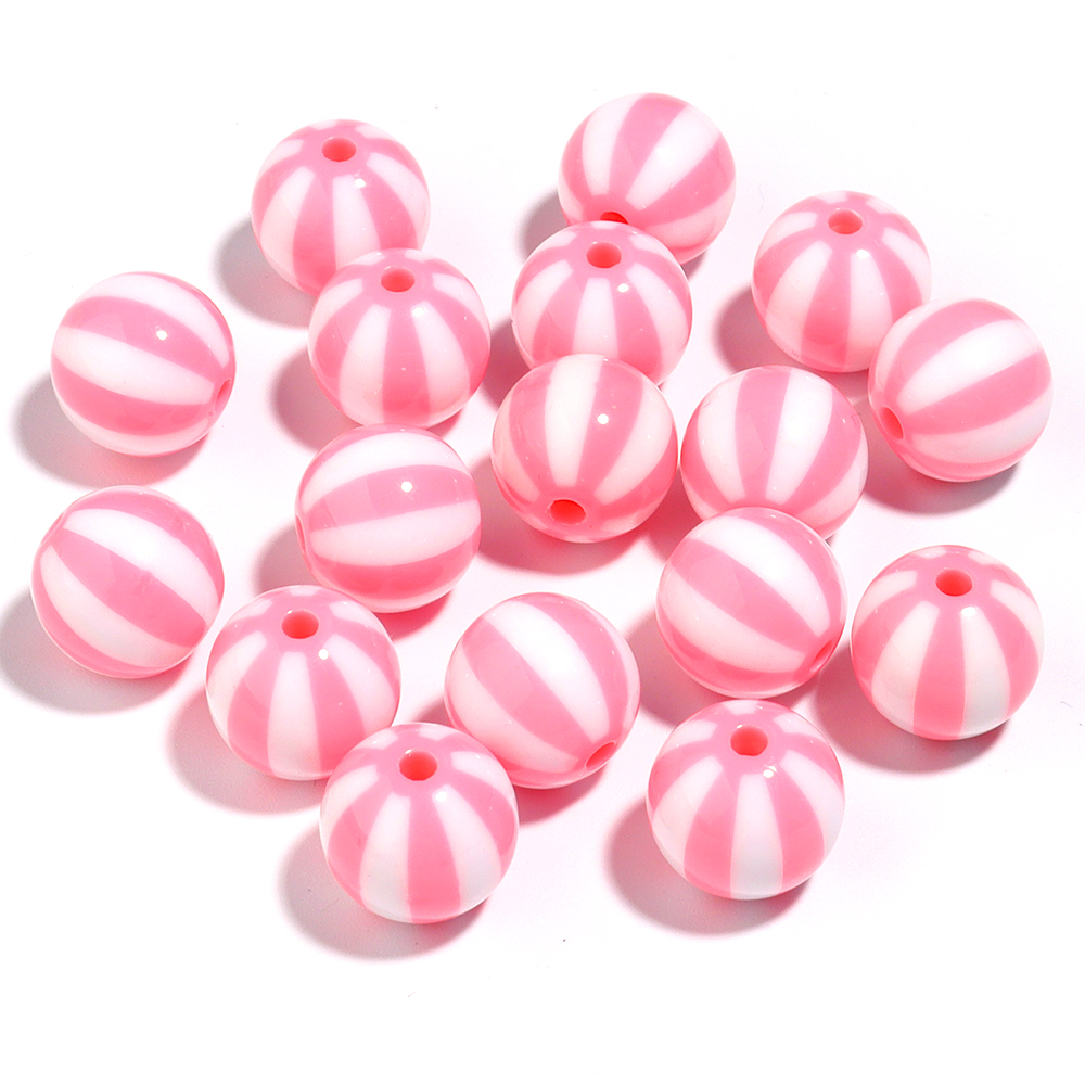 12mm 16mm 20mm akryl runde perler farvede stribede løse spacerperler til gør-det-selv håndlavede charms armbånd øreringe smykker fremstilling: Sølv / 2mm