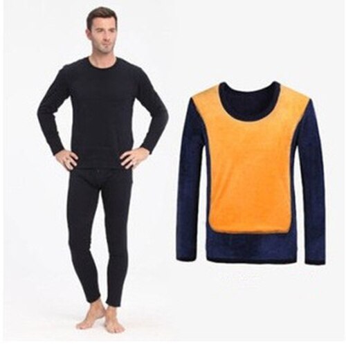 Winter Lover Thermal Underwear For Women Men Warm thick Cashmere Black Long Johns Velvet Thick Second Thermal Set Female Skin: Men Navy / XL