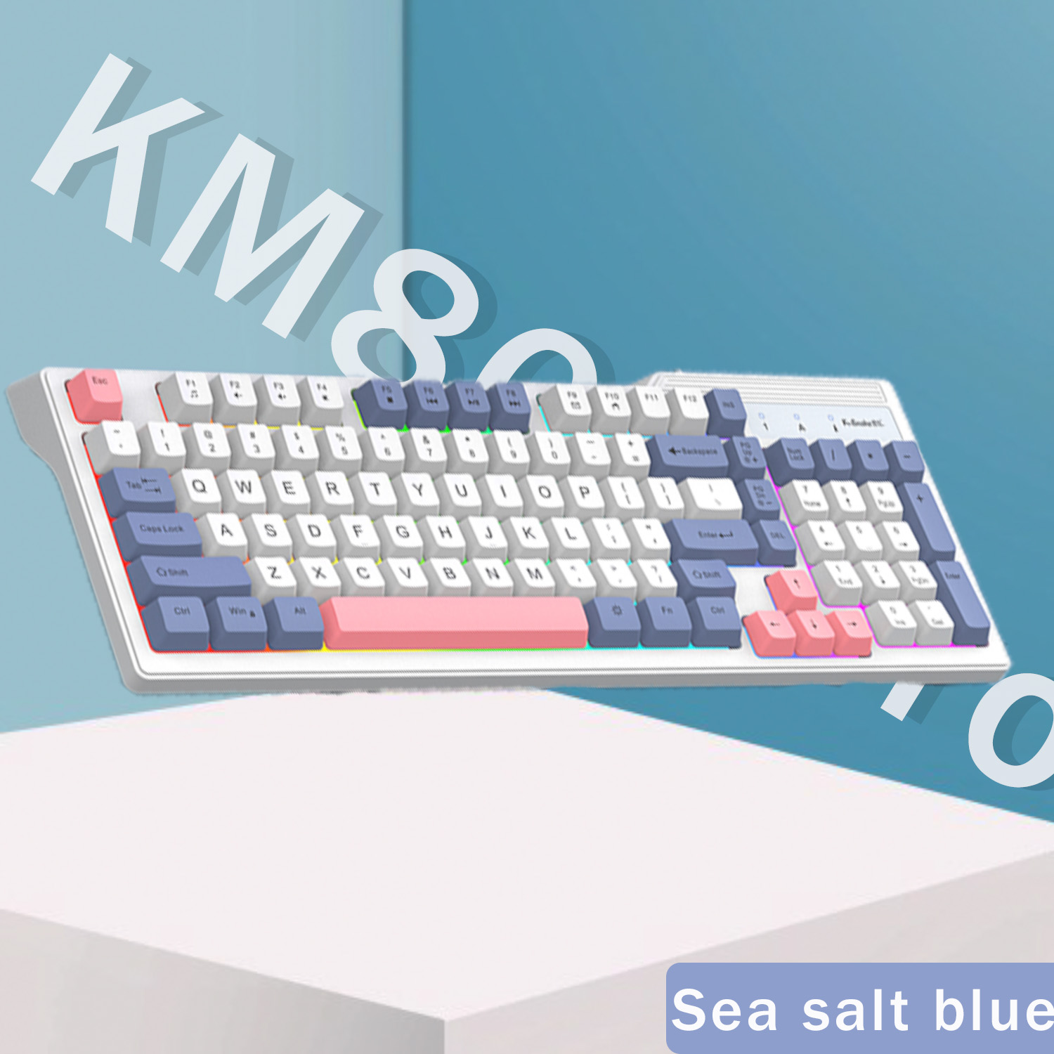 K-snake KM800 Pro wired mechanical feel keyboard and mouse set RGB segmented DPI mecha wind pattern laptop office: Blue