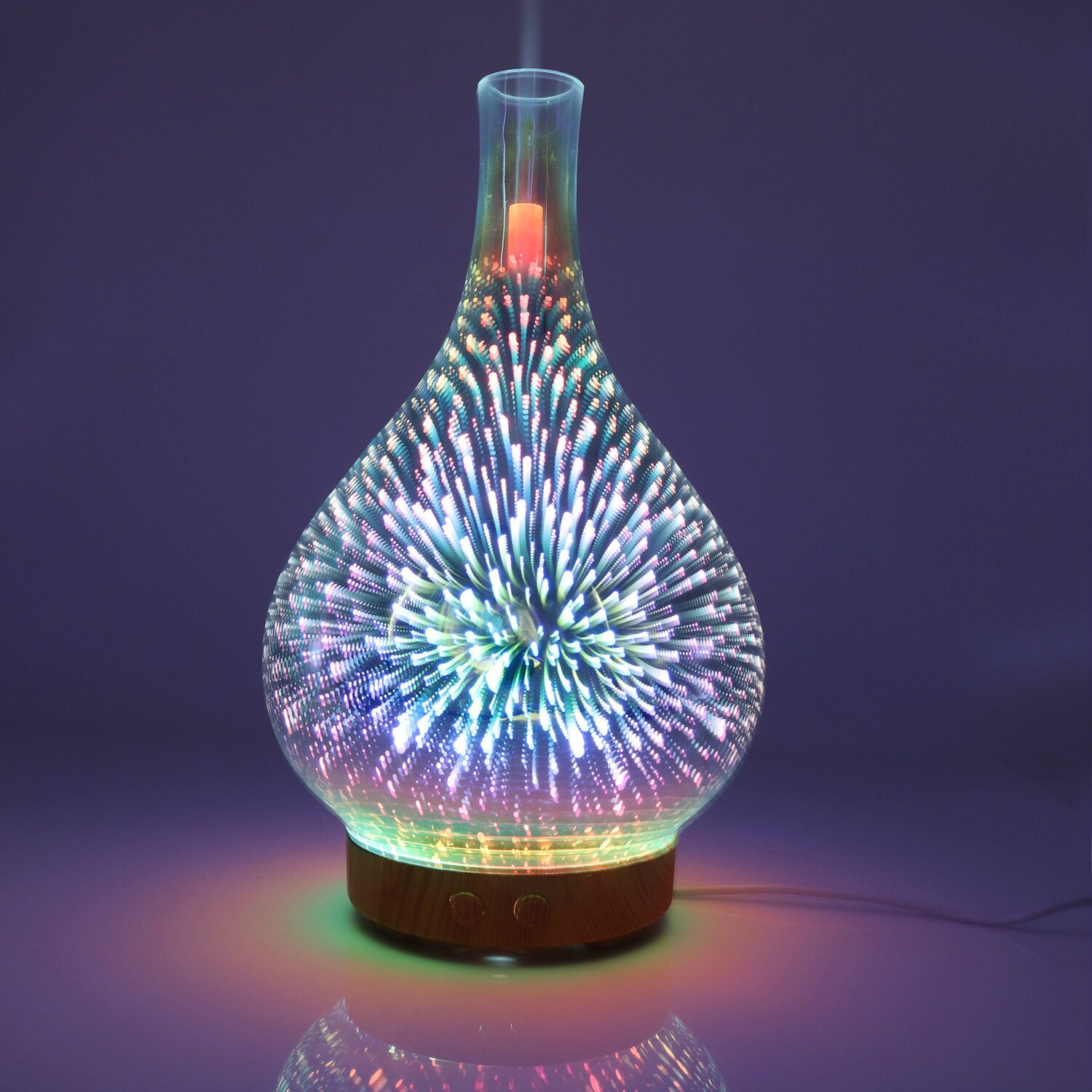 Essential Oil Diffuser 3D Glass Aromatherapy Ultrasonic Humidifier - 7 Color Changing LEDs, Waterless Auto-Off,BPA Free for Home: Fireworks Picture