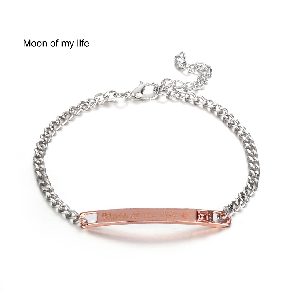 Un par de encantadoras pulseras a la para hombre y mujer, de Her King, su Reina, corona de cristal romántica, accesorios de , joyería de mano: Moon of my life