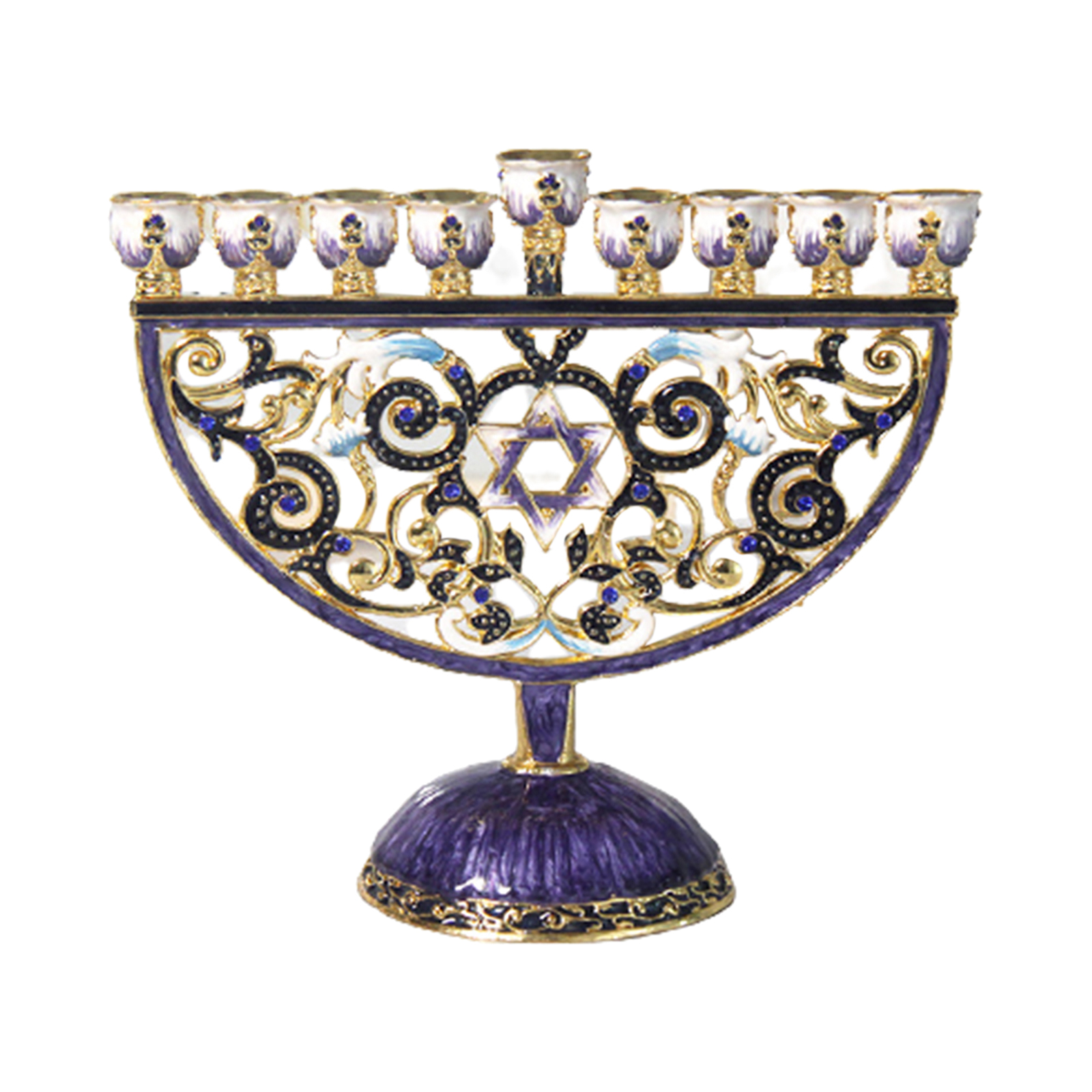 Metal Candleholder Candelabras 9 Branch Enamel Menorah Candlestick for Taper Candles: Golden