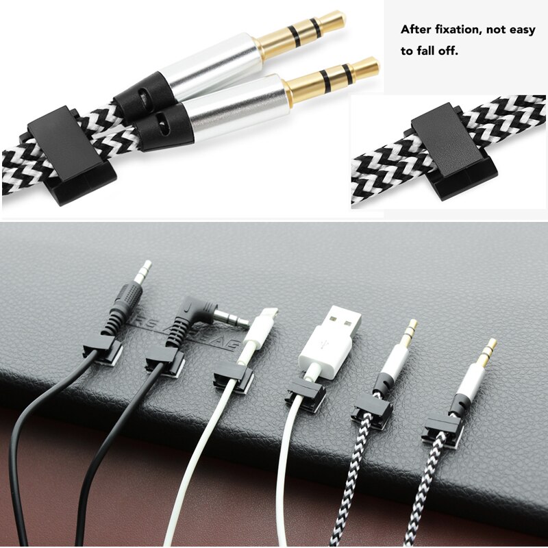 30Pcs Car Wire Tie Clip Fixer Organizer Black and white color Clamp Cord Cable Line Holder Self Adhesive