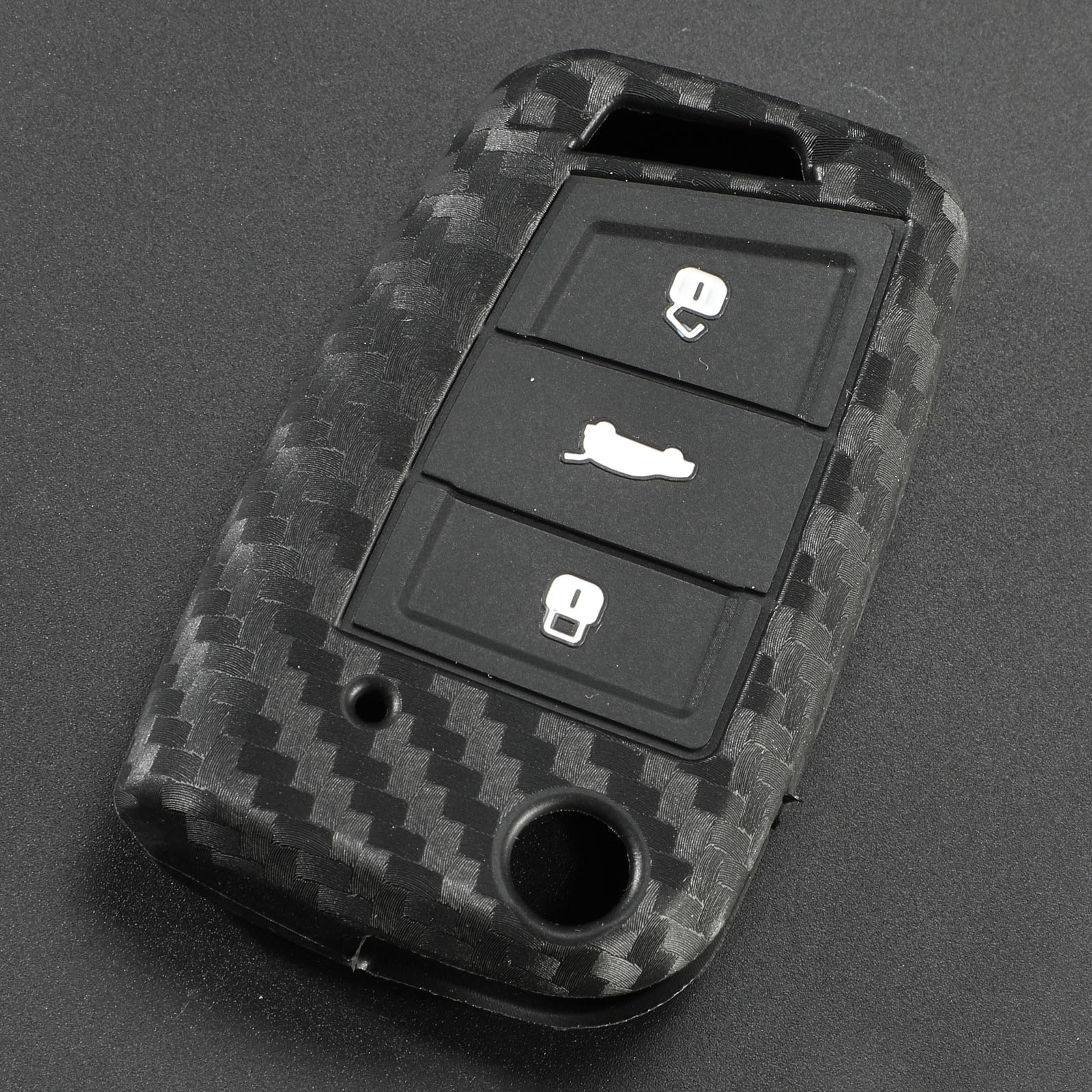 Carbon Silicone Key Case Cover For VW Polo Golf 7 Tiguan Skoda Octavia Karoq SEAT Ateca Leon Ibiza KeyChain Key Ring: Only Cover