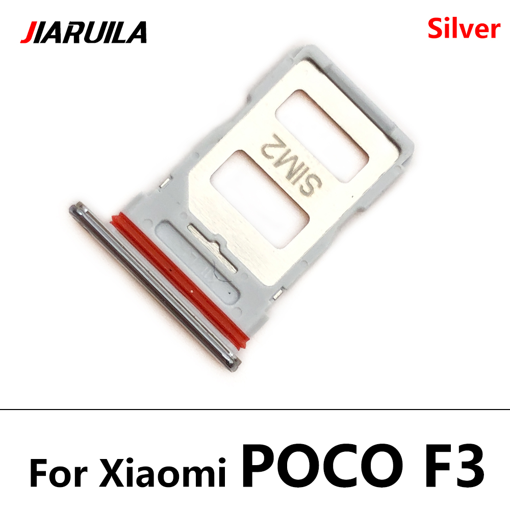 For Poco X3 F3 NFC Sim Tray Holder SIM Card Tray Slot Holder Adapter Socket Replacement Part For Xiaomi Poco X3 F3 NFC: poco F3 silver