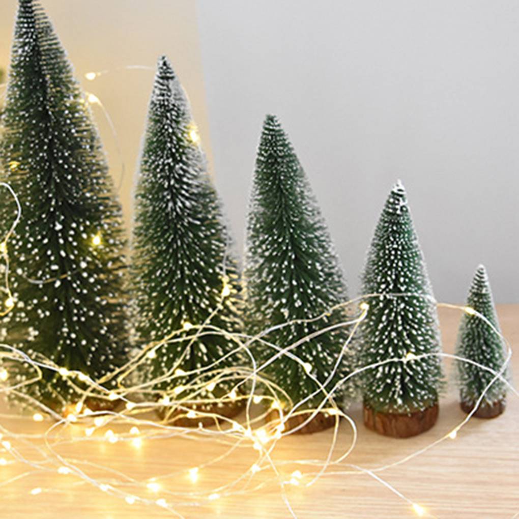 Mini Pino Artificial de sobremesa, adornos de Navidad para Festival, árboles en miniatura de plástico
