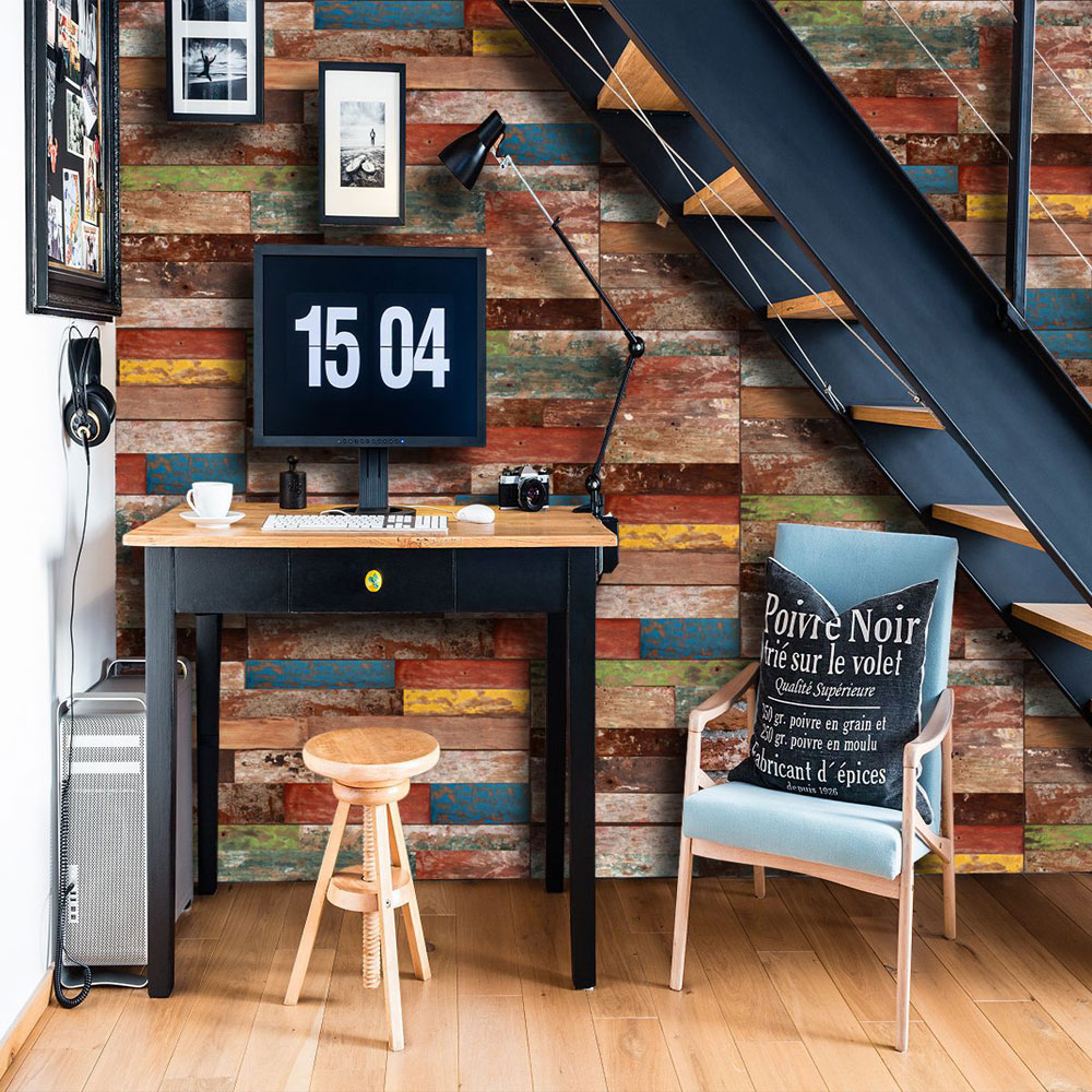 Wood grain pattern 3D wall sticker living room bedroom background home decoration thick glued splicing wallpaper stickers mural