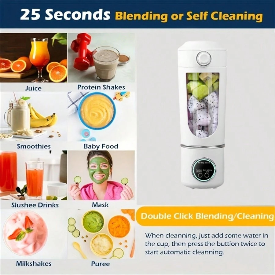 Portable Juice Maker Blender for Shakes Smoothies 700ML Multiple Colors 12-Blades Fast Mixing 2 In 1 Blender Bottle Juicer