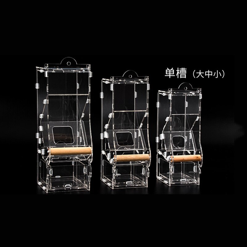 Anti-planer and Anti-scattering Automatic Bird Feeder Trough Starling Acrylic Feeder Automatic Feeder for Parrots and Birds