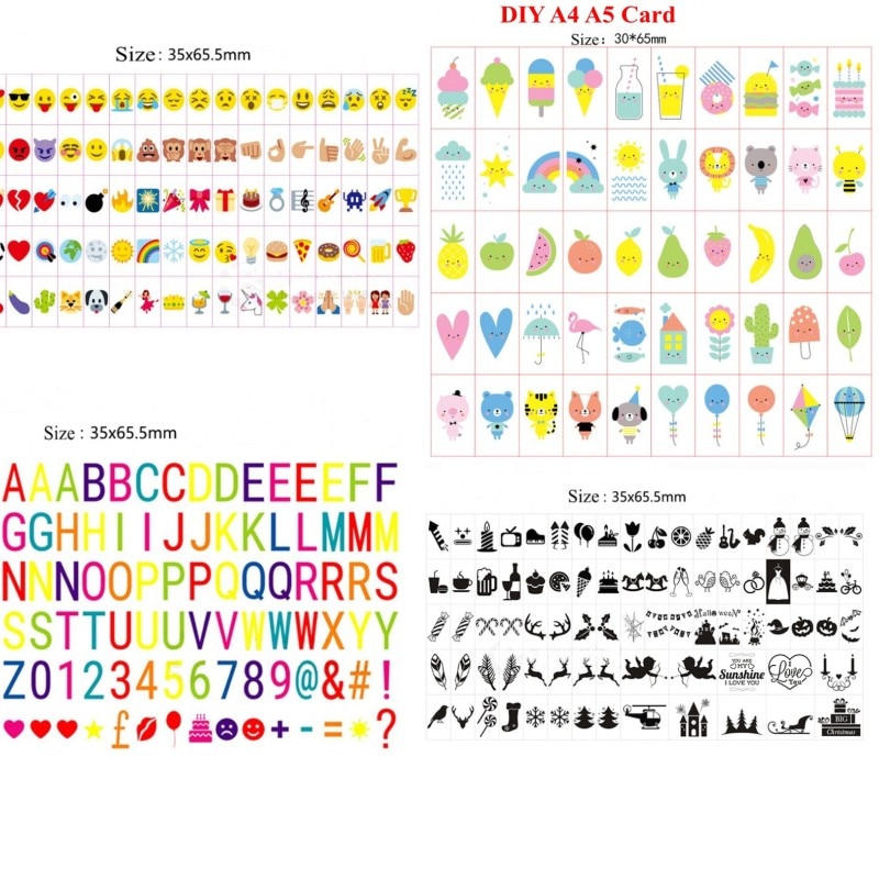 Kleurrijke Letters Symbolen & Glyphs Kaarten VOOR A4 size Cinema Lightbox, Letters Pack van LED Filmische Licht doos