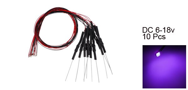 uxcell 10pcs Prewired SMD LED Light Emitting Diode DC 6-18V with Resistor for Small Model Cosplay and Small Model Building