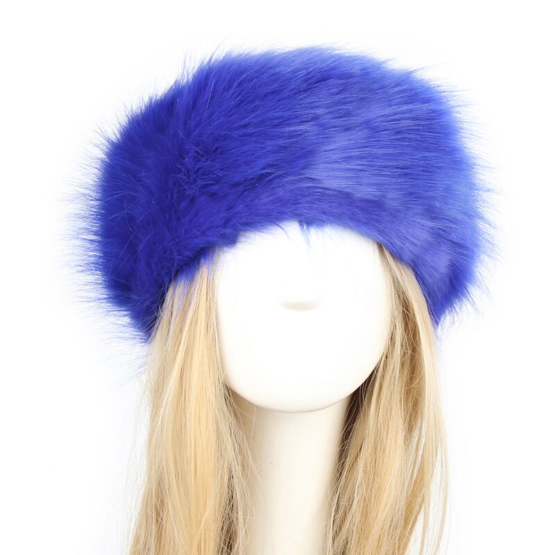 Winter Warme Dikke Harige Haarband Fluffy Russische Faux Fur Vrouwen Meisje Hoofdband Hoed Outdoor Earwarmer Ski Hoeden