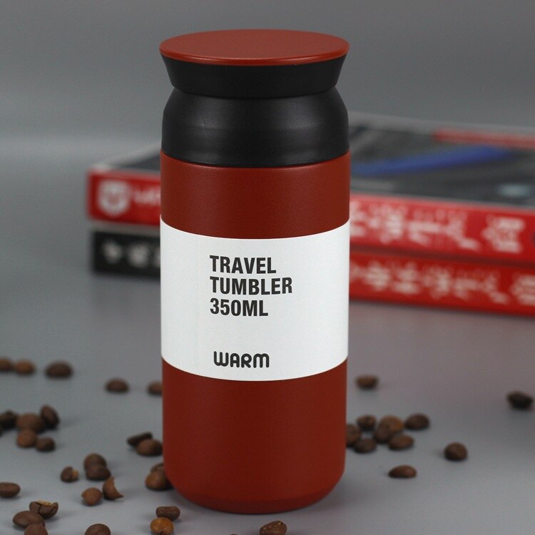 350ML Japanese Harajuku Double Wall Stainless Steel Thermoses Vacuum Flasks Thermal Insulation Cup: Red