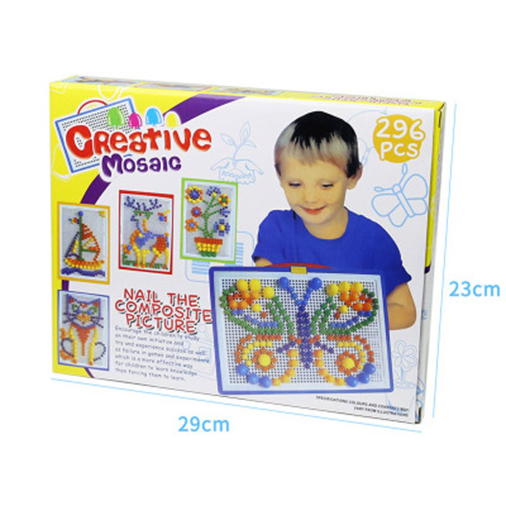 tablero de mosaico niños juguete educativo 296 Uds. Uñas de setas rompecabezas juguetes de aprendizaje TE889: Default Title