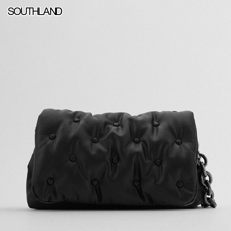 SOUTHLAND – sac à main en cuir noir pour femmes, sacoche avec chaîne, à bandoulière, fourre-tout de grande capacité: Default Title