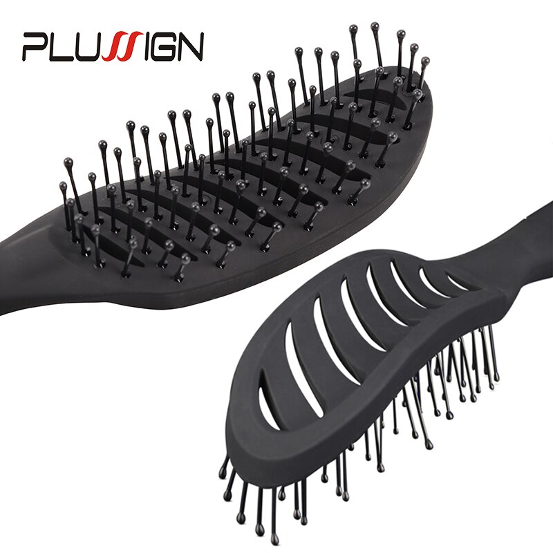 Belle brosse pliante humide noire et rose, à dents larges, démêlante, Mini peigne à cheveux pour coiffeur, 1 pièce/lot,