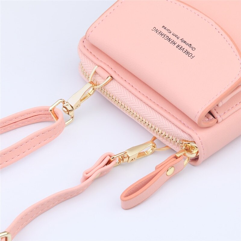 Cartera de piel sintética para mujer, bolso de hombro con correas, Soporte para tarjeta grande para teléfono móvil, bolso de mano, con bolsillos, novedad de