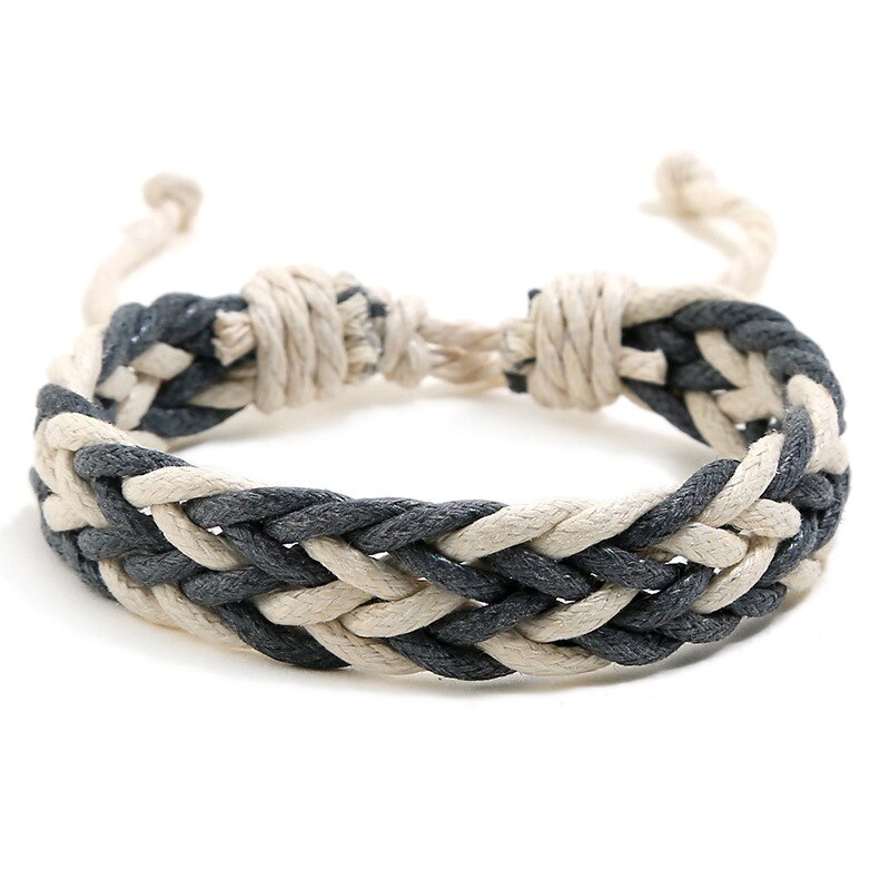 Zwart Gevlochten Casual Handnade Multicolor Touw Geweven Weave Mannen Vrouwen Lederen Armbanden Vrouwelijke Mannelijke Sieraden