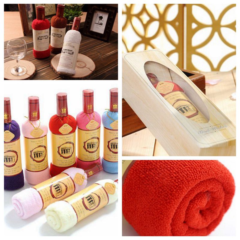 Kreative Rotwein Flasche bilden Handtuch Taschen Opp Einzigen Flasche Wein Kasten Von 100% Baumwolle Handtuch Kuchen