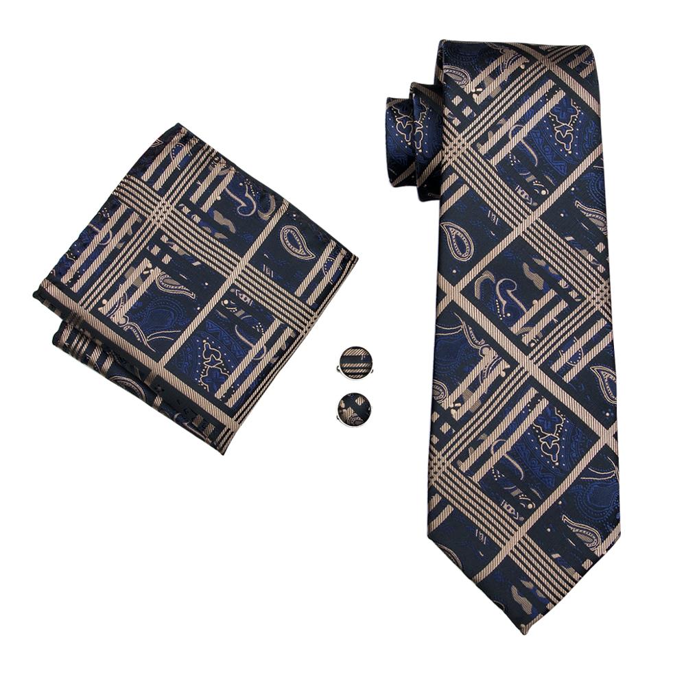 LS-1714 Barry.Wang Mens Tie Set Silk Gravata White Floral Necktie Hanky Cufflink For Wedding Business Party