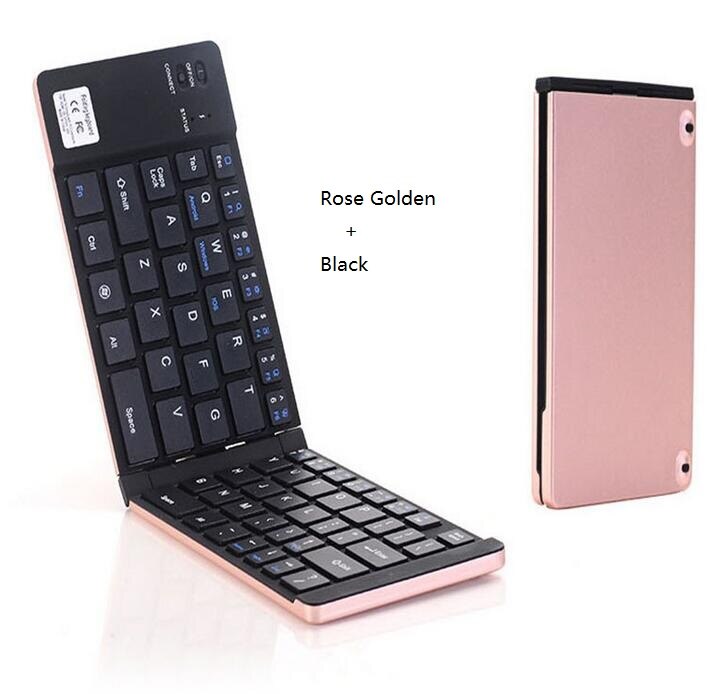 Kb228 taskua taitettava mini -näppäimistö metalli bluetooth langaton matkapuhelimen näppäimistö iphone -tabletille ipad xiaomi huawei älypuhelimet: Ruusu kullanmusta