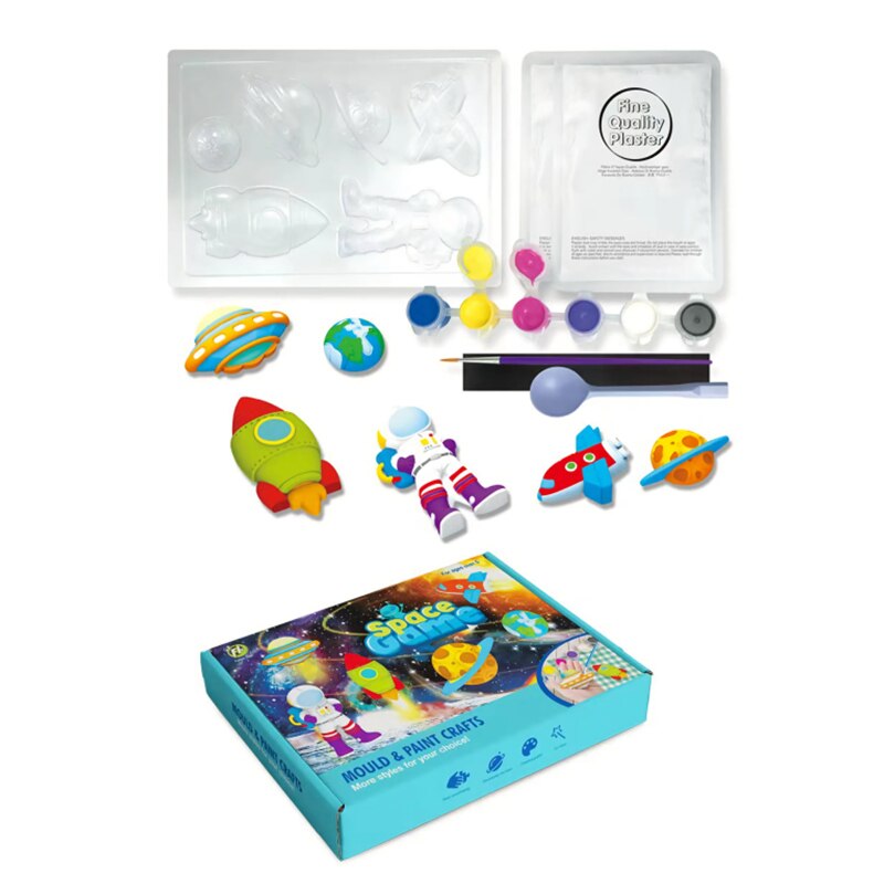 Molde de escayola artesanal para niños, juguete de artesanía con pintura, arte colorido, decoración, Festival de cumpleaños, de Navidad: Astronaut Boxed