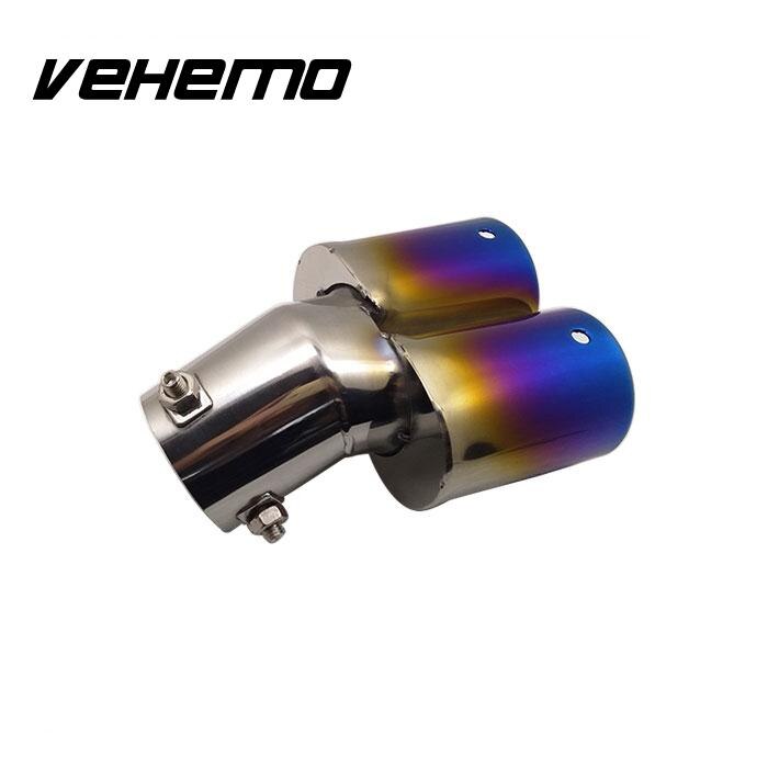 Car Vhielce Twins Curved Exhaust Rear Tail Tip Pipe Muffler Silencer Universal