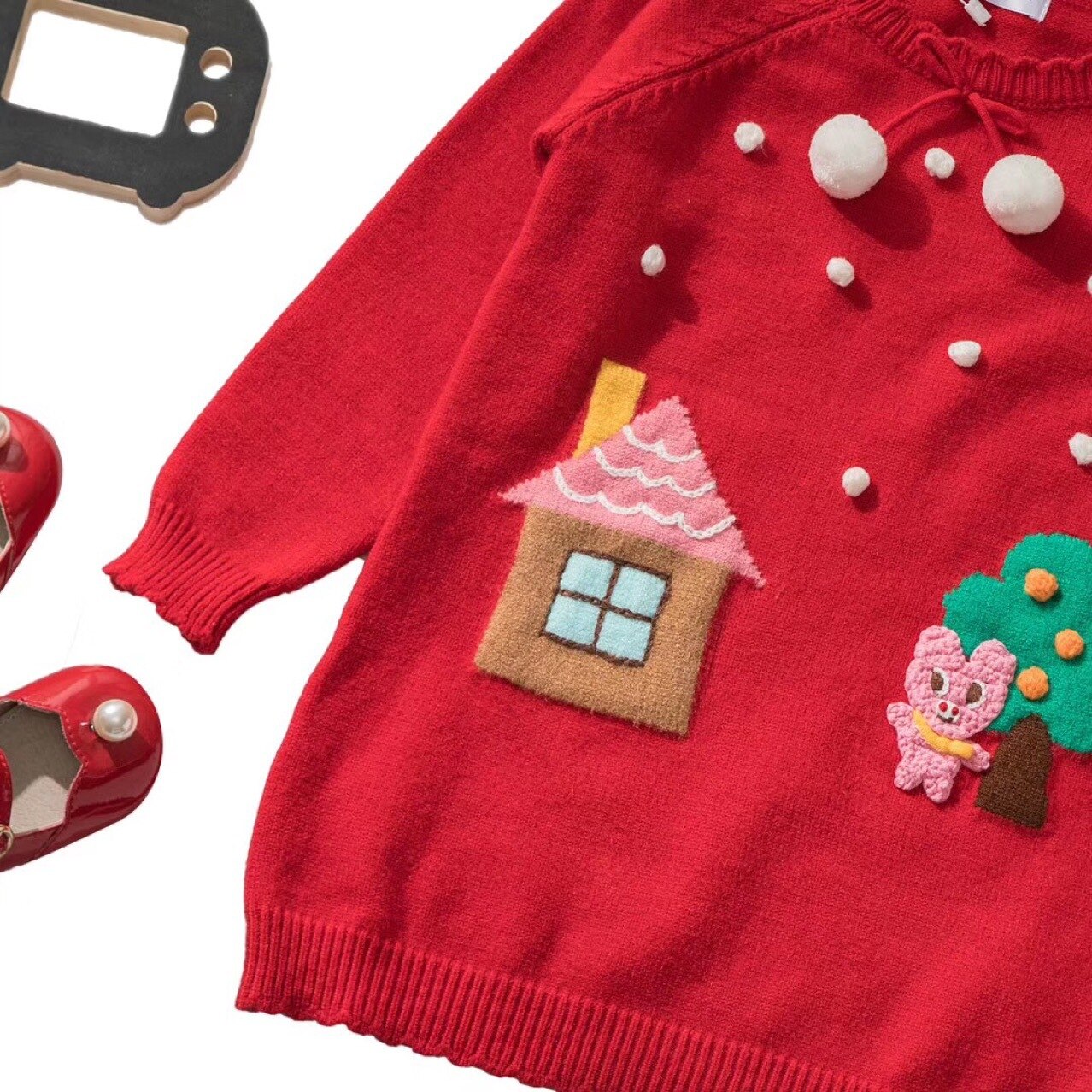 Della ragazza a mano agganciato palla di pelo genitore del maglione del bambino del maglione della ragazza bambini maglioni del bambino del maglione del vestito