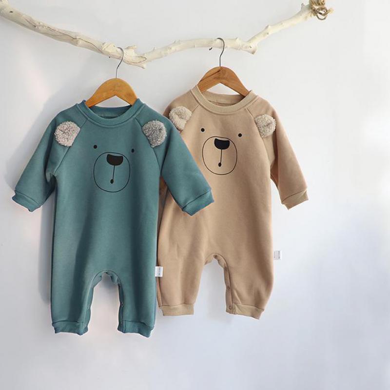 Cute Bear Ears Clothes For Newborns Autumn Winter Baby Boys Girls Long Sleeve Jumosuit Infant Kids Lovely Cotton Thick Rompers