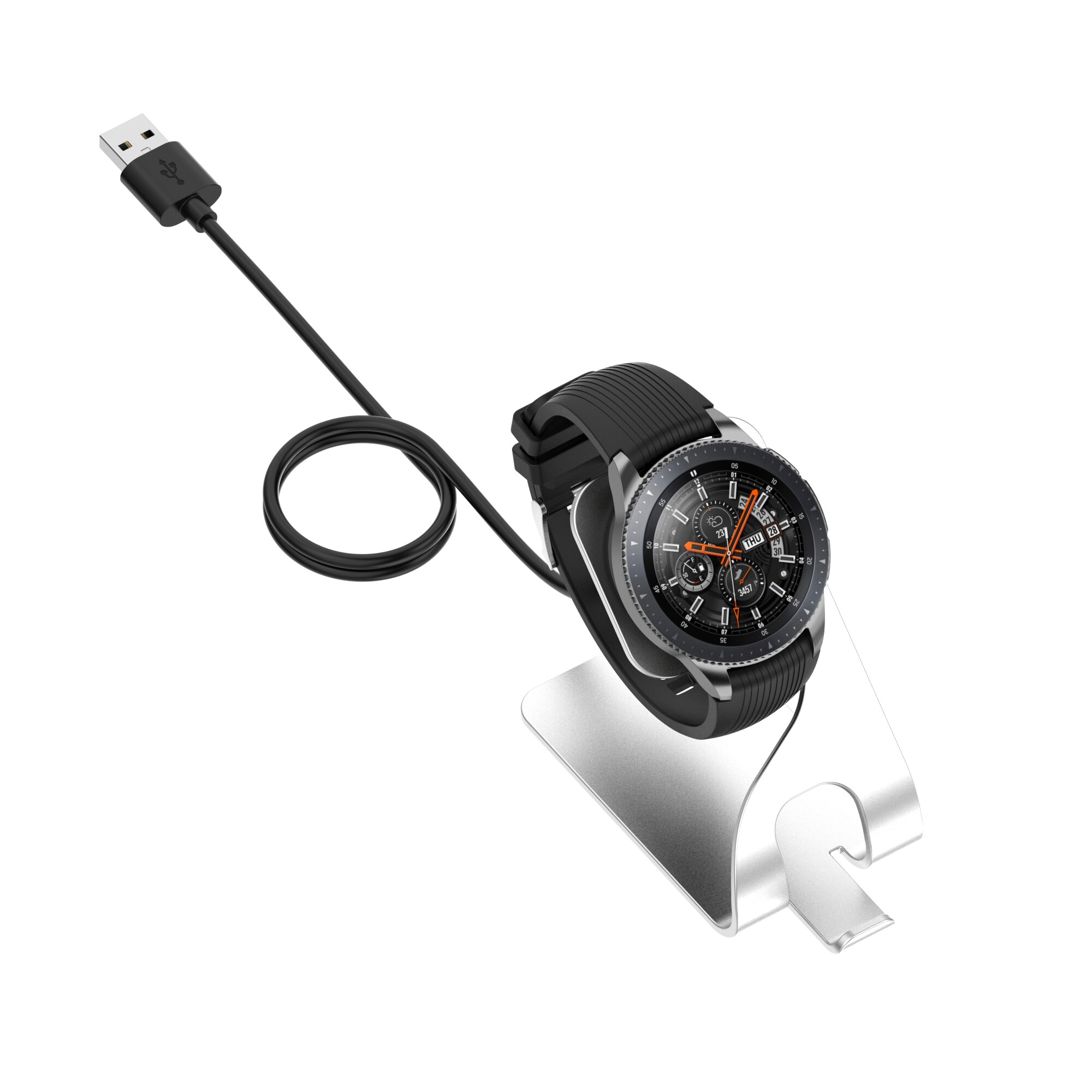 Chargeur sans fil USB, base en alliage d&#39;aluminium, pour Samsung Galaxy Watch 4/4 classic,Galaxy Watch 3,Galaxy Watch Active 1/Active 2