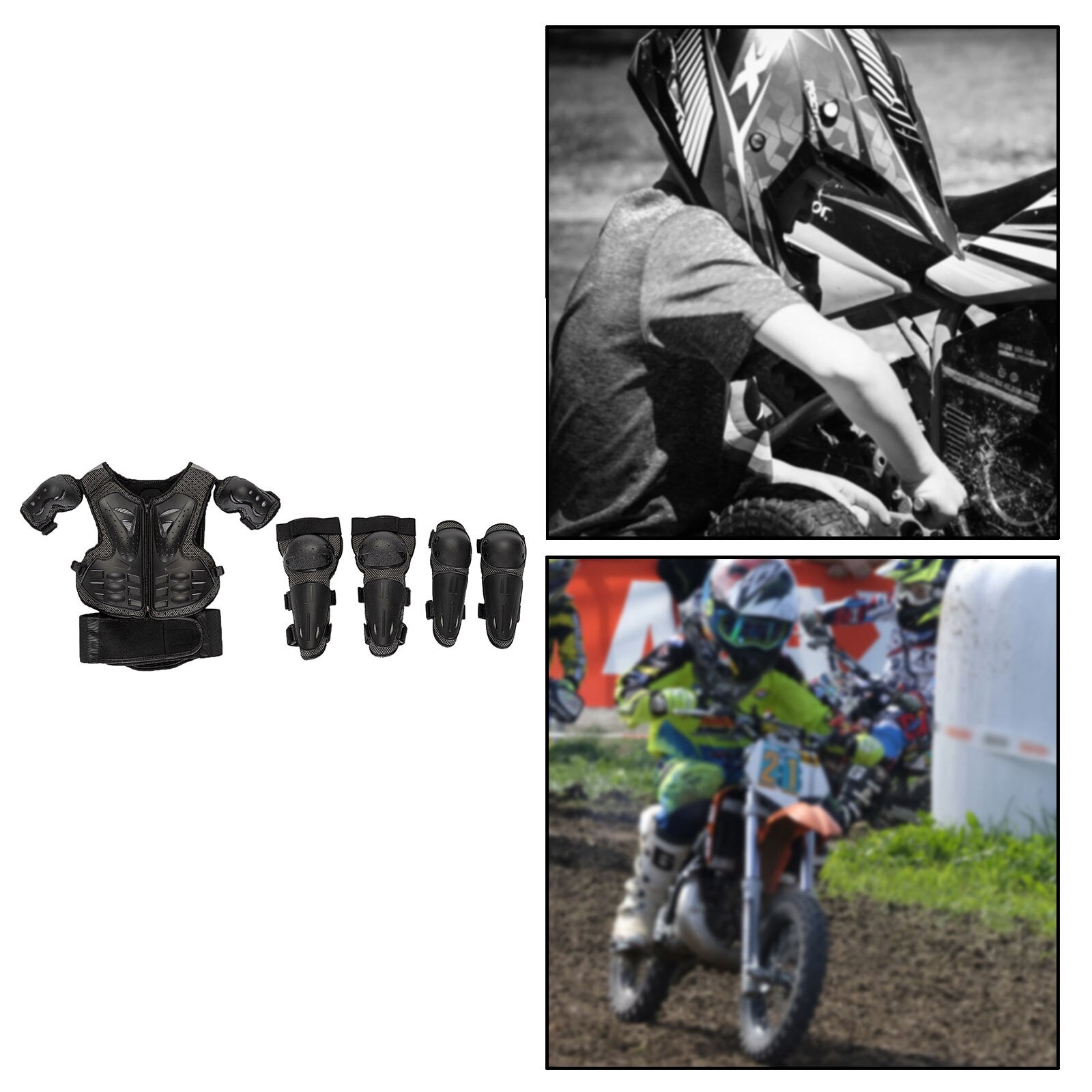 Kind Kids Kinderen Motocross Suit Borst Terug Protector Elleboog Kneepad