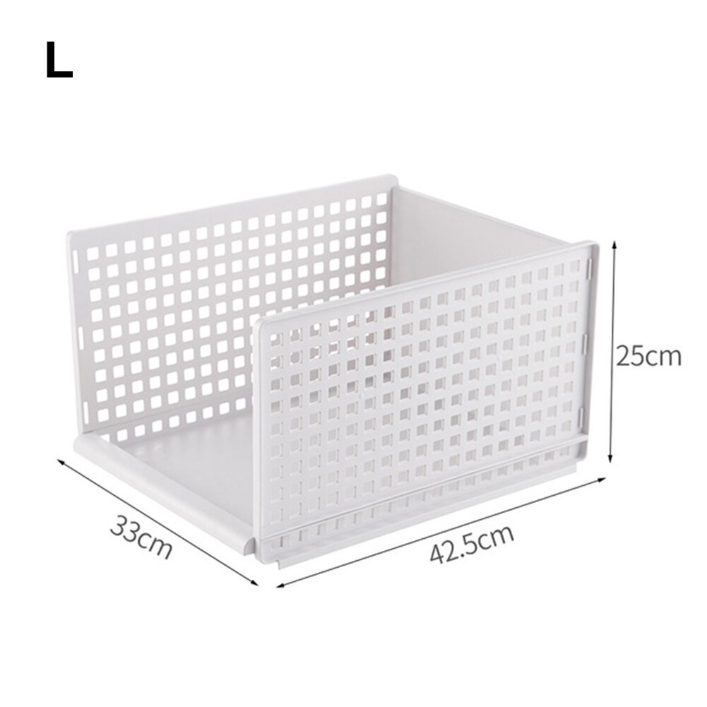Organizador de roupas flip destacável, caixa de plástico transparente engrossada para gavetas, caixa empilhável, organizador de guarda-roupas, casa, guarda-roupa: L