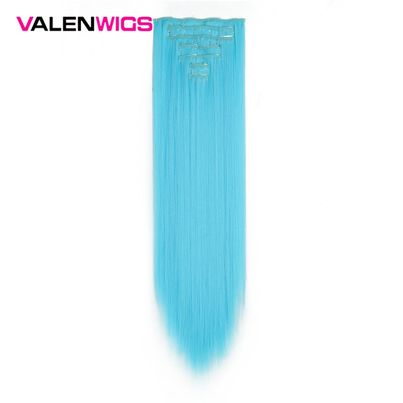 Valenwigs Synthetisch Haar Extensions Clip In Hair Extensions 22 "130G Clip Op Hair Extension Straight Kleurrijke Haarstukken Cosplay