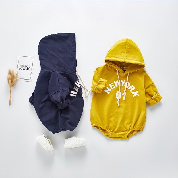 Angoubebe B20H13 Jongen Jumpsuits 0-24M Baby Jongens Katoen Casual Hooded Top Romper Sweatshirt Hoodie Outfits