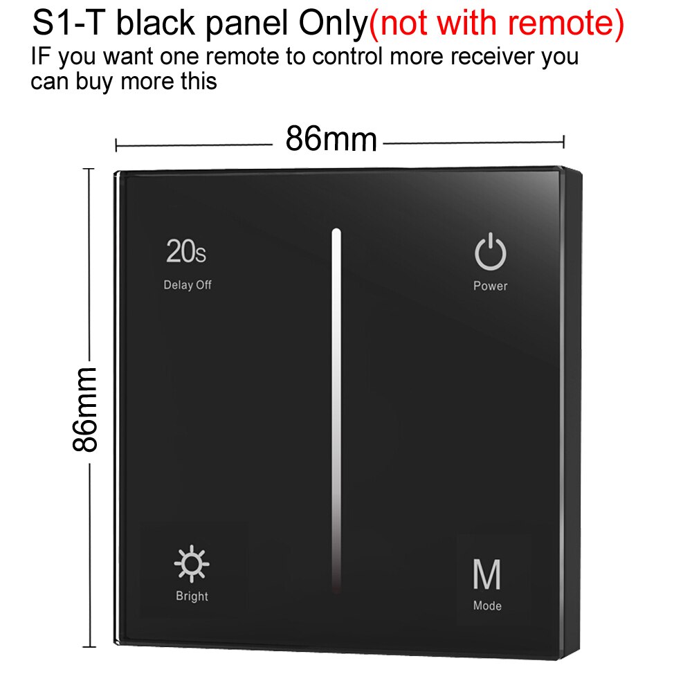 AC Triac LED Dimmer 220V 230V 110V Drahtlose RF Dimmbare Knopf Schalter Mit 2,4G Fernbedienung für Einzelne Farbe LED-lampe Lampen: S1-T Schwarz