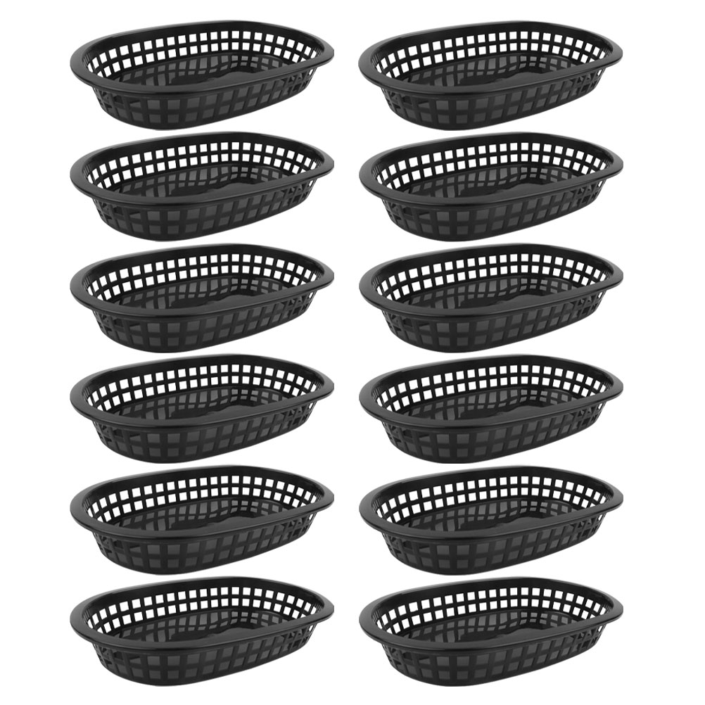 12Pcs Plastic Fries Burger Baskets Fast Food Baskets Boat Shaped Trays - View #2