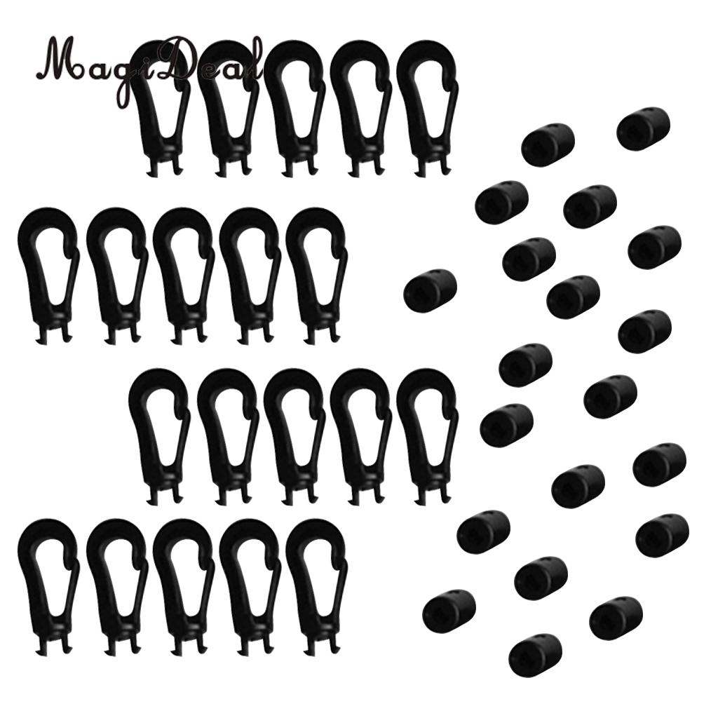 Magideal Sterk Duurzaam 20Pcs Plastic 5 Mm Shock Bungee Koord Karabiner Haak Elastische Koord Touw End Voor Kayak Kano rafting Acce