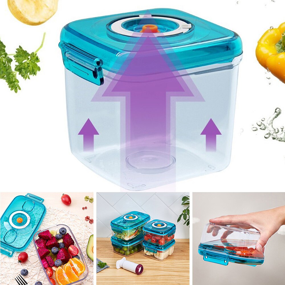 Vacuum Container Microwave Oven PP Containers Kitchen Transparent Storage Box Fresh-Keeping Organizer Box With Pump