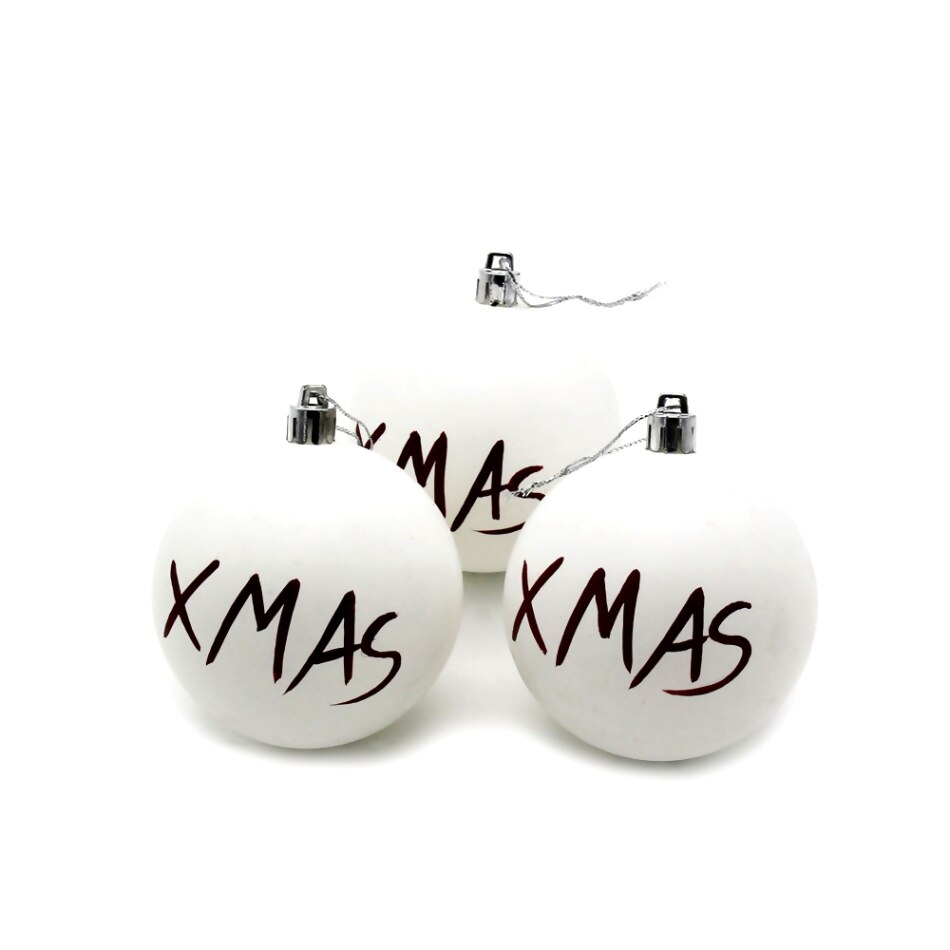 3Pcs Christmas Balls 6cm Baubles Christmas Tree Decorations Matte White Balls Christmas Tree Hanging Ornament Party Supplies: Style 6