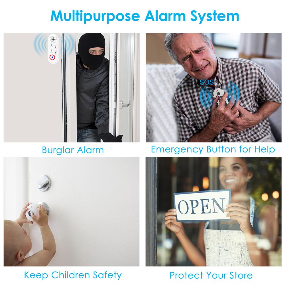 CPVan Wireless Security Alarm System Kits 4 in 1 PIR Motion Detector /Alarm Host /Window Door Sensor /remote Controller