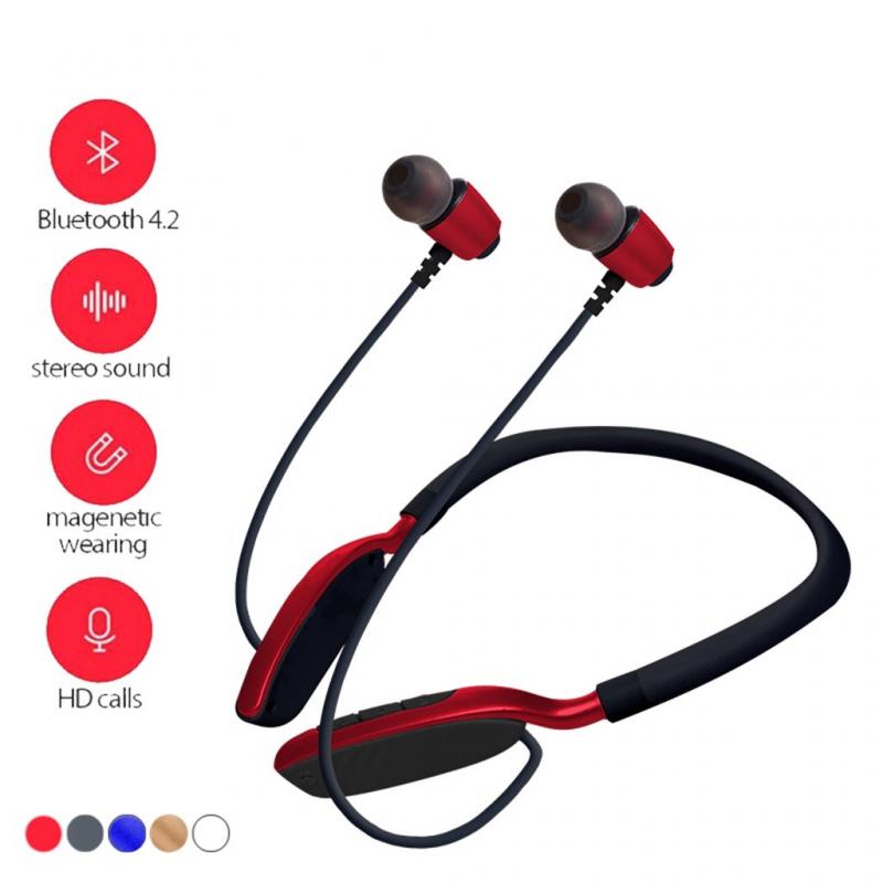 Neckband Bluetooth Earphone Headphones Sport Wireless Earbuds Unique Music Player TF Card Playback Stereo Bass Earbuds with Mic