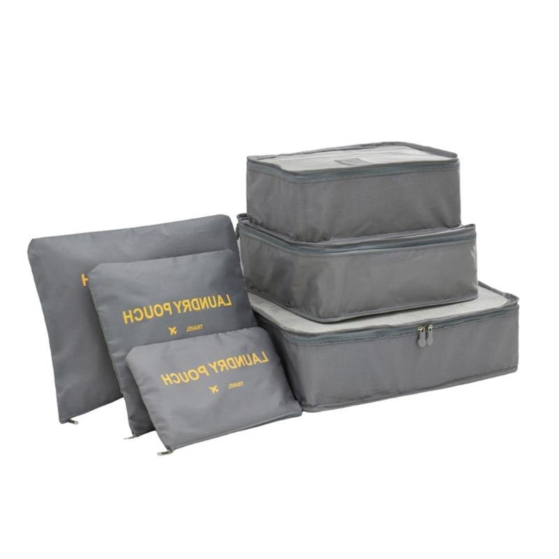 6 Pcs Set Large Capacity Travel Storage Bag with Reinforced Zipper Duvets Sheets Y5JC: Gray