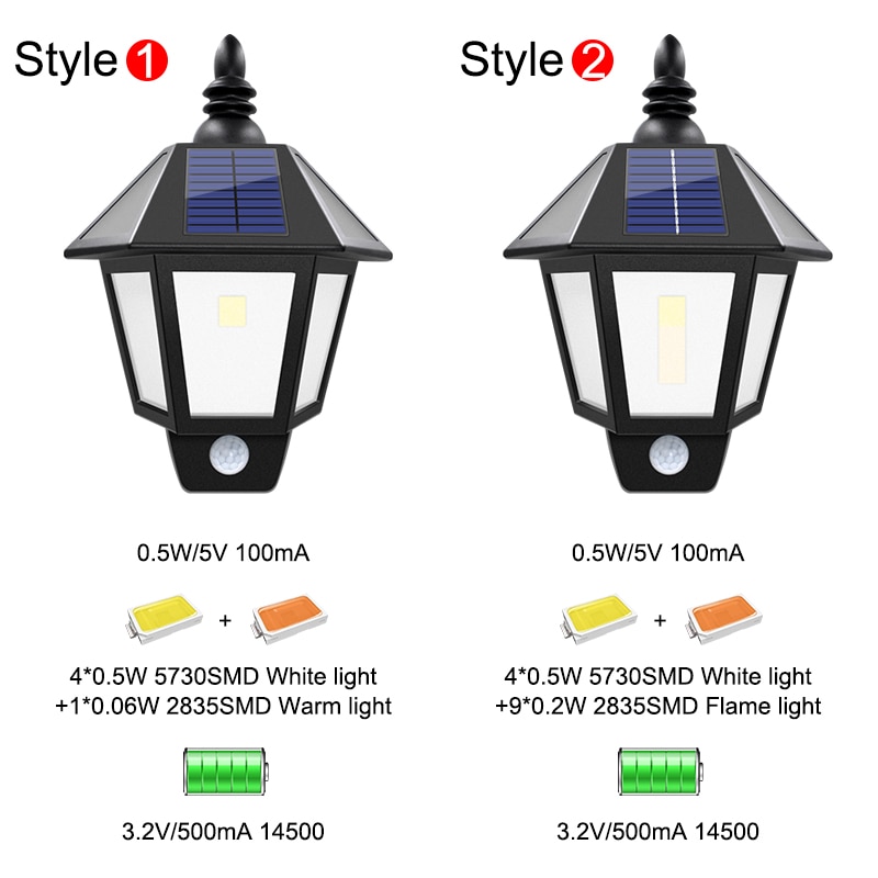 Luces solares, lámpara de pared Solar parpadeante con llama para baile, lámpara Led impermeable para exteriores, decoración Solar de paisaje, iluminación de seguridad