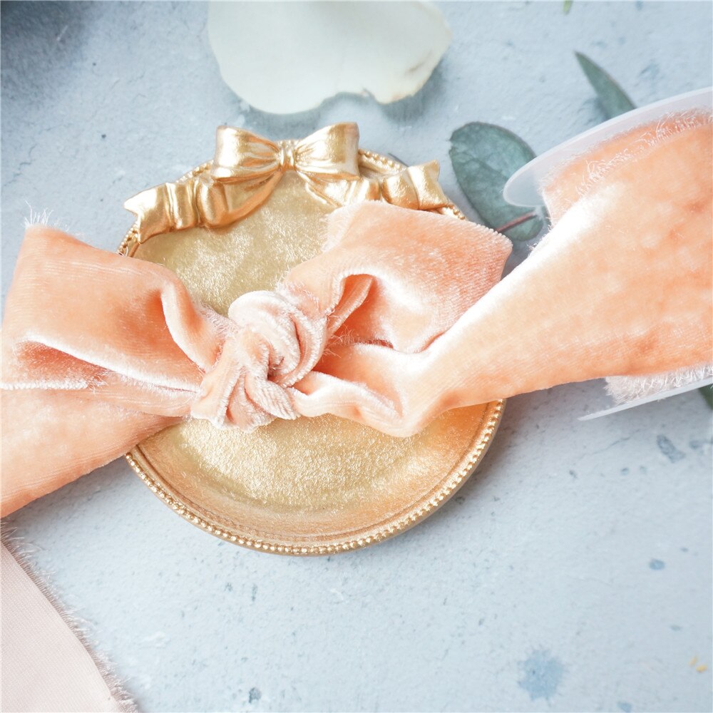 50mm Silk Velvet Ribbon With Frayed Edged Ribbon For Wedding Ribbon packaging ribbon 100% silk ribbon soft ribbon: 003