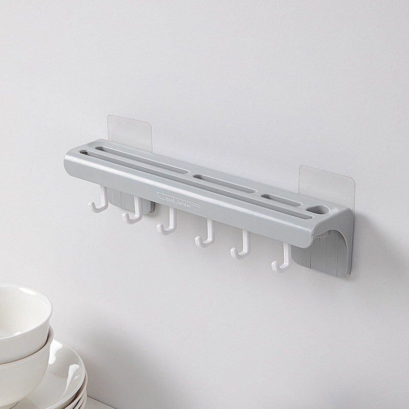 Soporte De Pared Para Utensilios De Cocina - Organizador De Acero Inoxidable Sin Taladro, Con Ganchos