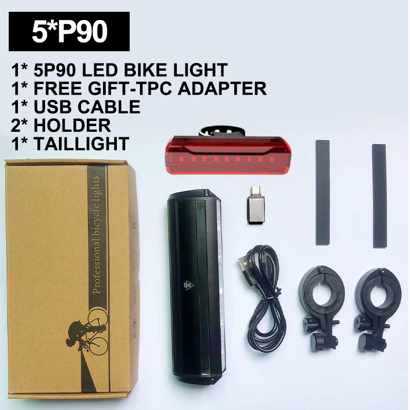 Fivemi 5leds Fahrrad licht vorne 6000lm Fahrrad licht 8000mah wasserdichte Taschenlampe USB-Aufladung MTB Rennrad lampe Zubehör: WHITE
