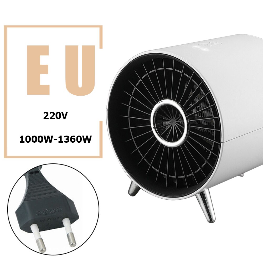 Energy Saving Mini Bedroom Air Electric Heater Low Noise PTC Ceramic Heater Stove Radiator Electric Winter Warmer Machine: EU plug White