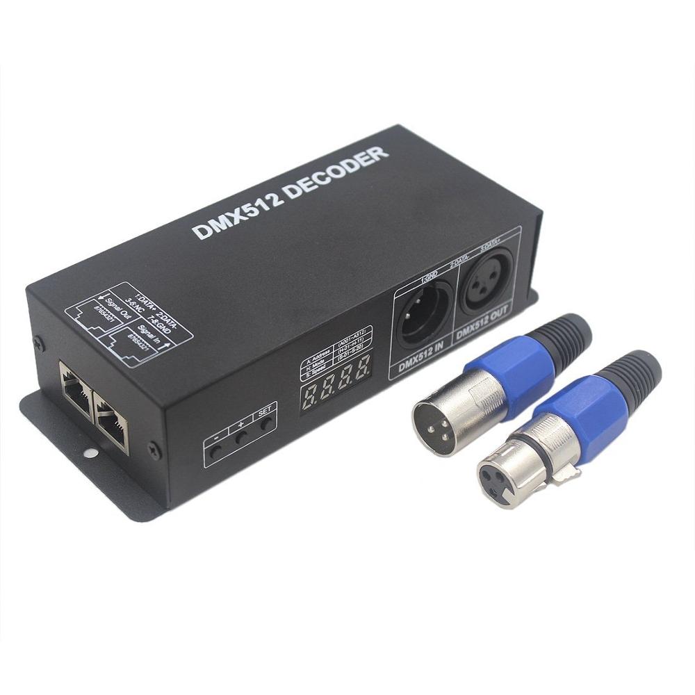 DC12V 24 VOLT DECODER XLR Stecker Digital Display Adresse Anzahl 4A Strobe RGBW 4CH Signal Control DMX Decoder